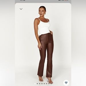 MESHKI  TYRA chocolate brown leather pants